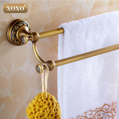 Antique Brass Double Towel Bar Towel Holder