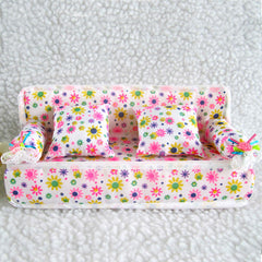 Mini Furniture Flower Soft Sofa Couch With 2 Cushions