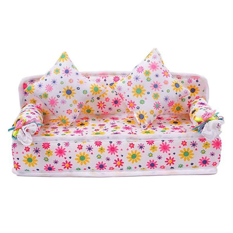 Mini Furniture Flower Soft Sofa Couch With 2 Cushions